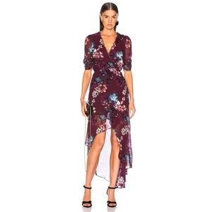NICHOLAS | Silk Floral Wrap Drape Maxi Dress